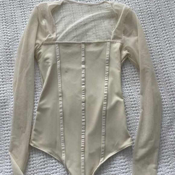 A&F mesh corset bodysuit in cream - Picture 2 of 4